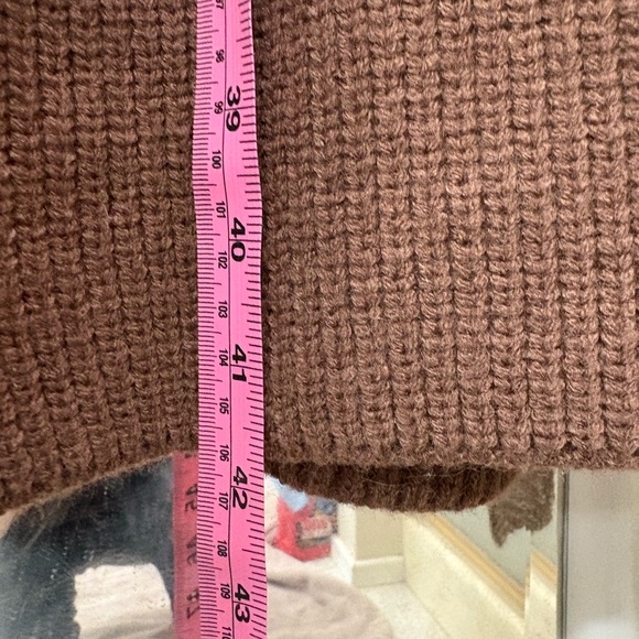 Chunky Over The Knee Rib Brown Cardigan Coat Pockets Belted Maxi Long Duster - Picture 13 of 13